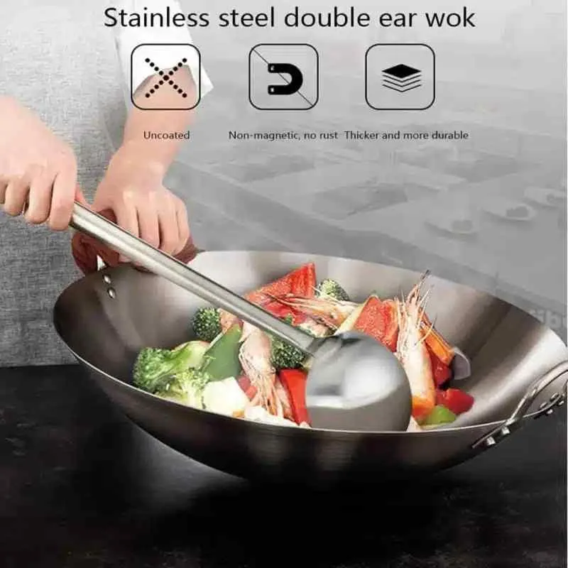 32 cm Japani SS Steel Cooking Pan - Image 7
