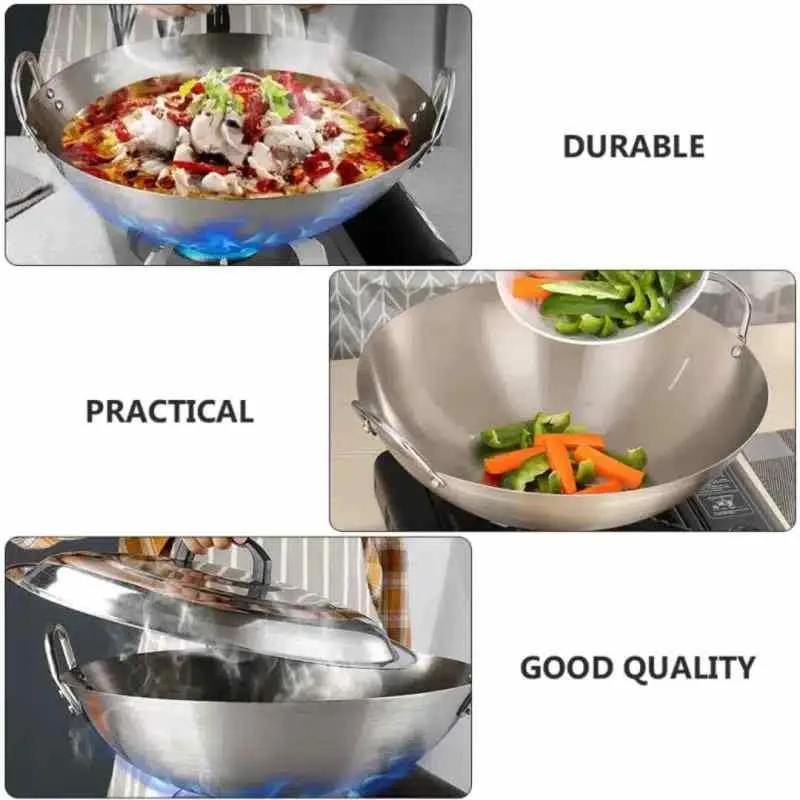 32 cm Japani SS Steel Cooking Pan - Image 5